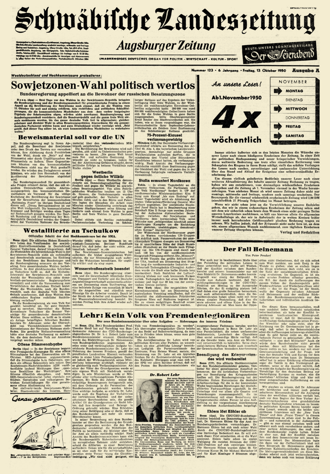 Augsburger Allgemeine 13.10.1950