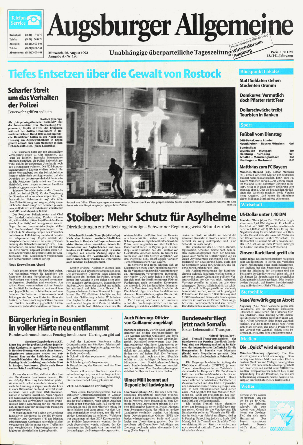 Augsburger Allgemeine 26.08.1992